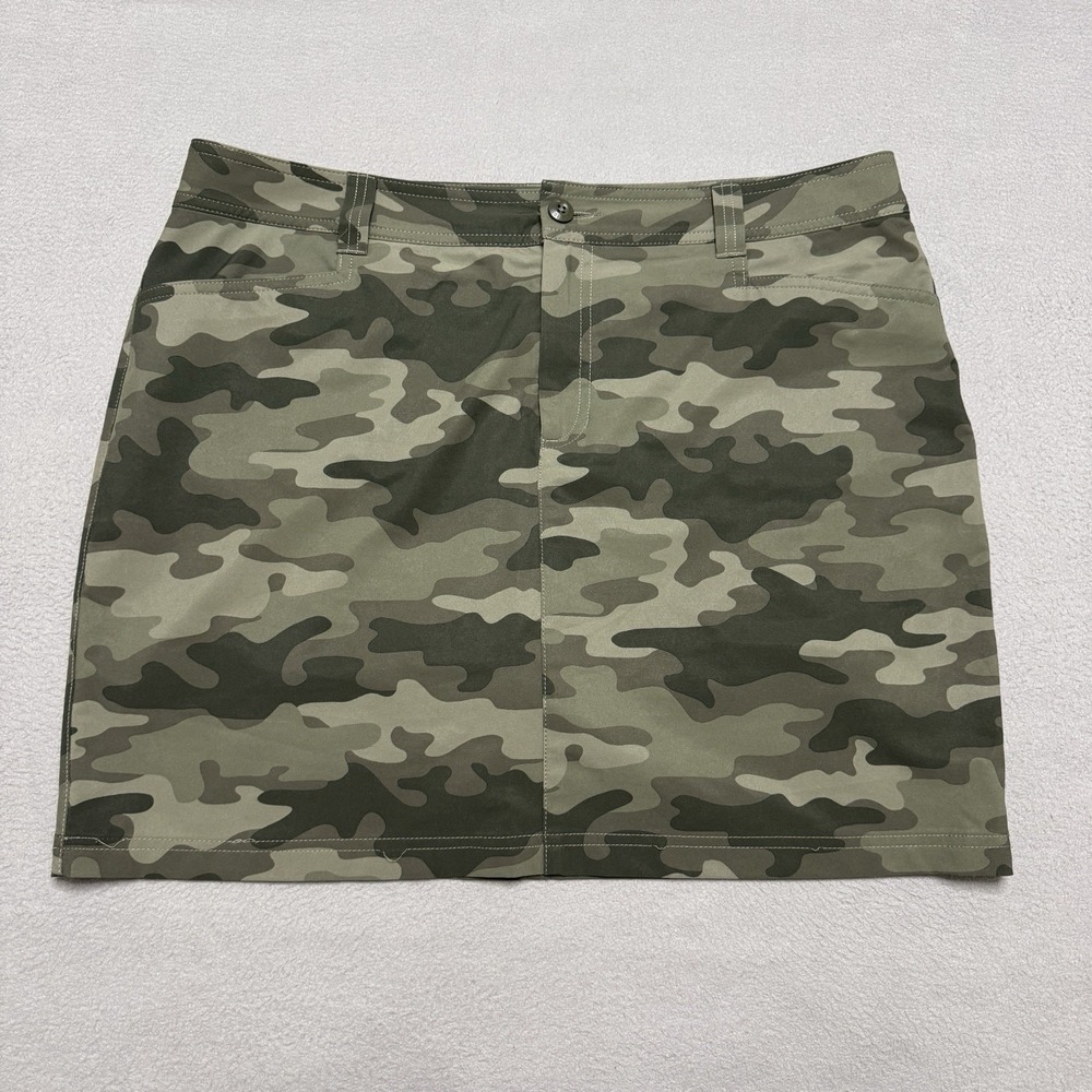 Eddie Bauer Skirt Womens 14 Green Camo Performance Athletic Skort Liner Stretch